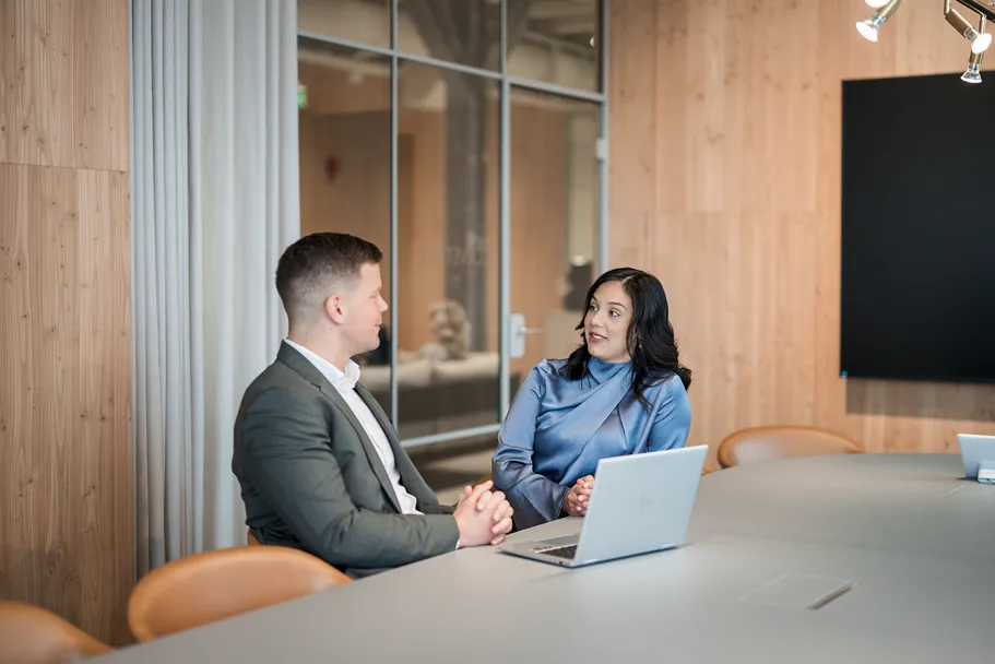 Employees in conversation