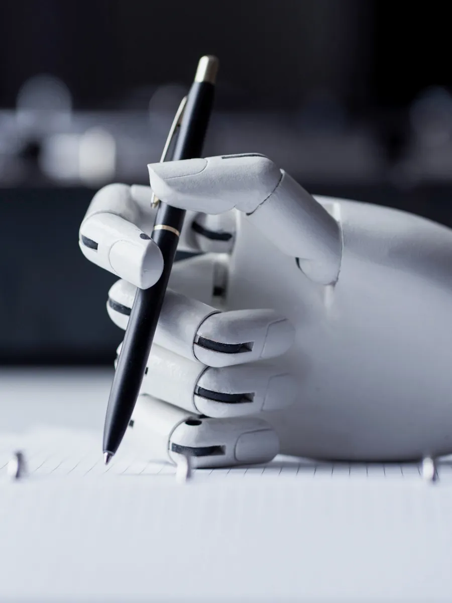Robot hand writing on paper