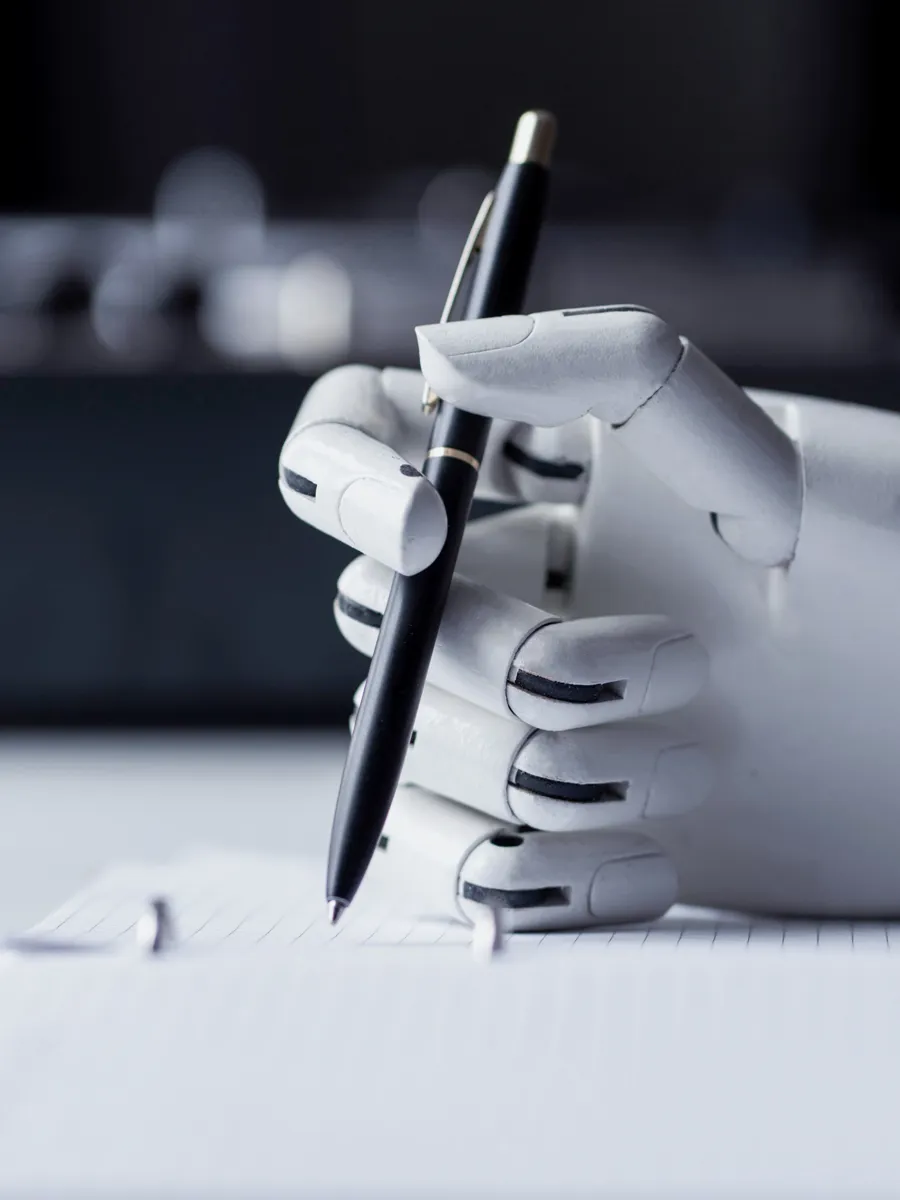 Robot hand holding a pencil