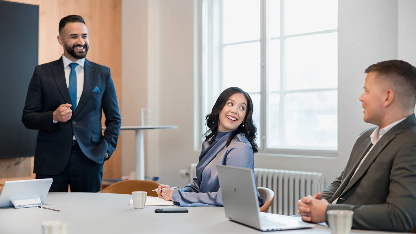 Employees in a meeting at the office